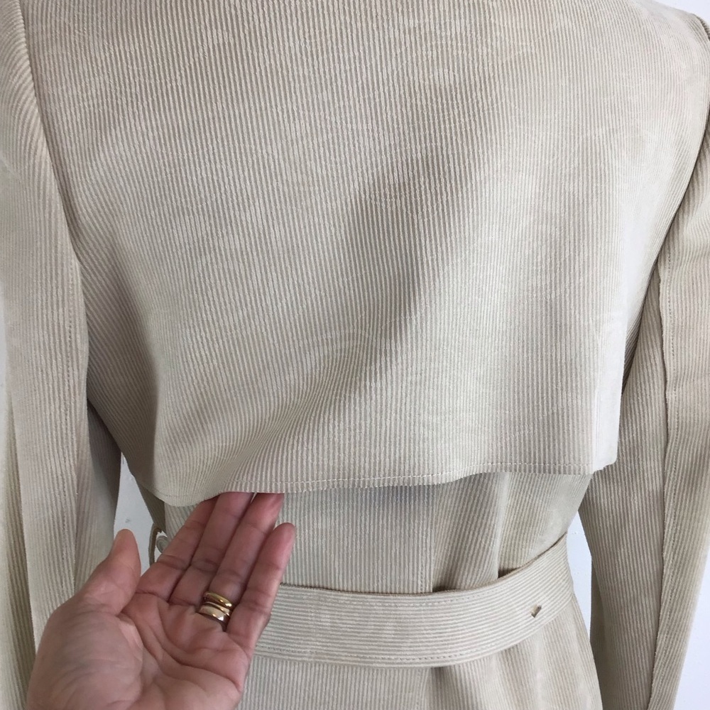 ASIAN MCKE. BE BLINDED WOMEN CREAM RIBBED COLLAR TIE BELT WRAP DRESS SZ XL - Picture 6 of 9